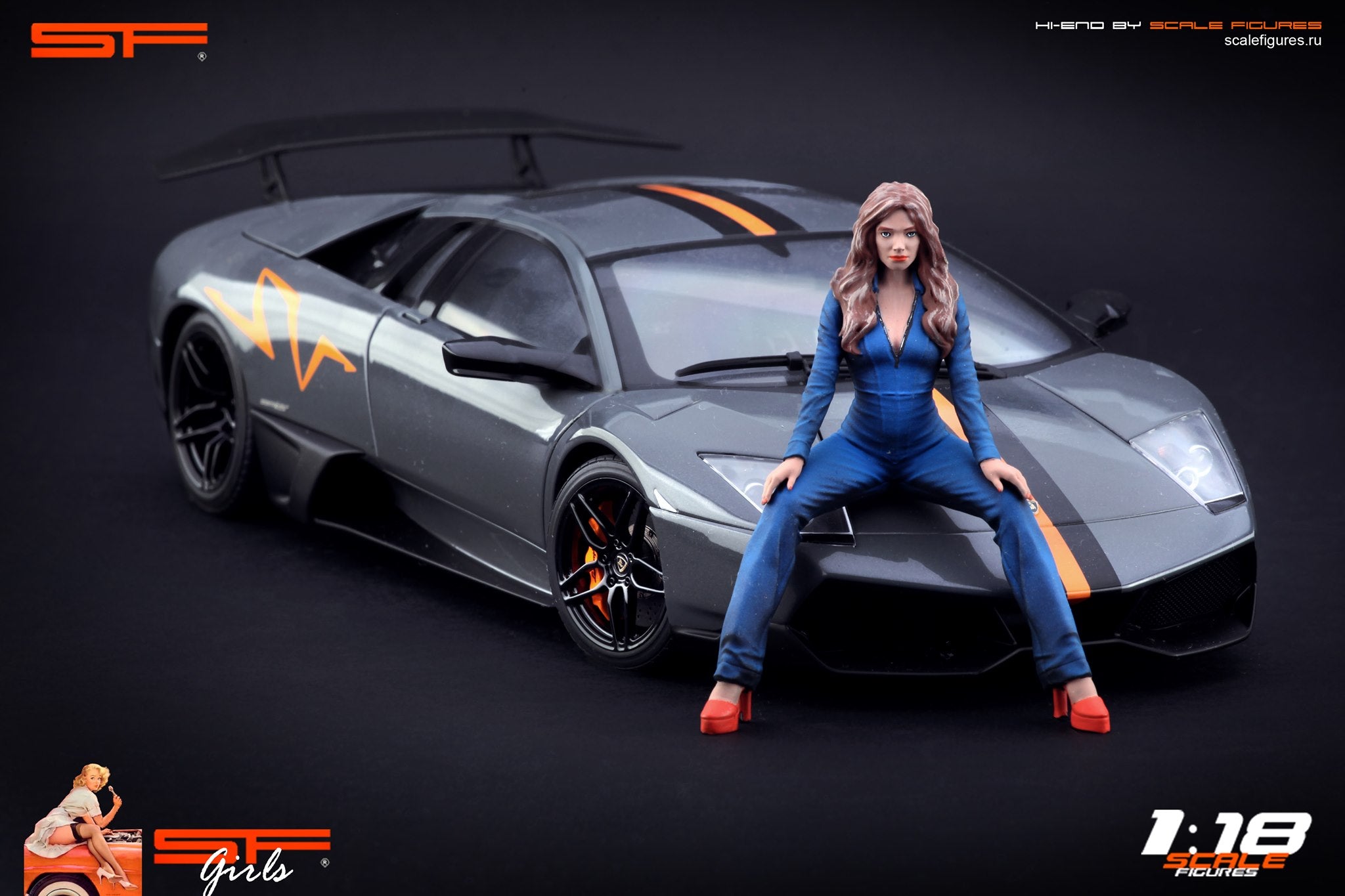 1/18 Grid Girl Blue Dress von SF Scale Figures - Handarbeit -