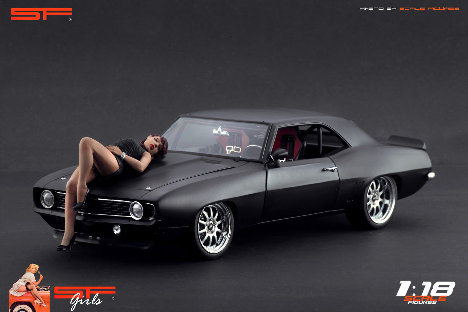 1/18 Lying Girl Black Dress von SF Scale Figures - Handarbeit -