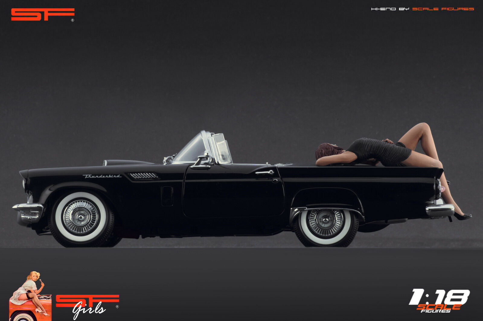 1/18 Lying Girl Black Dress von SF Scale Figures - Handarbeit -
