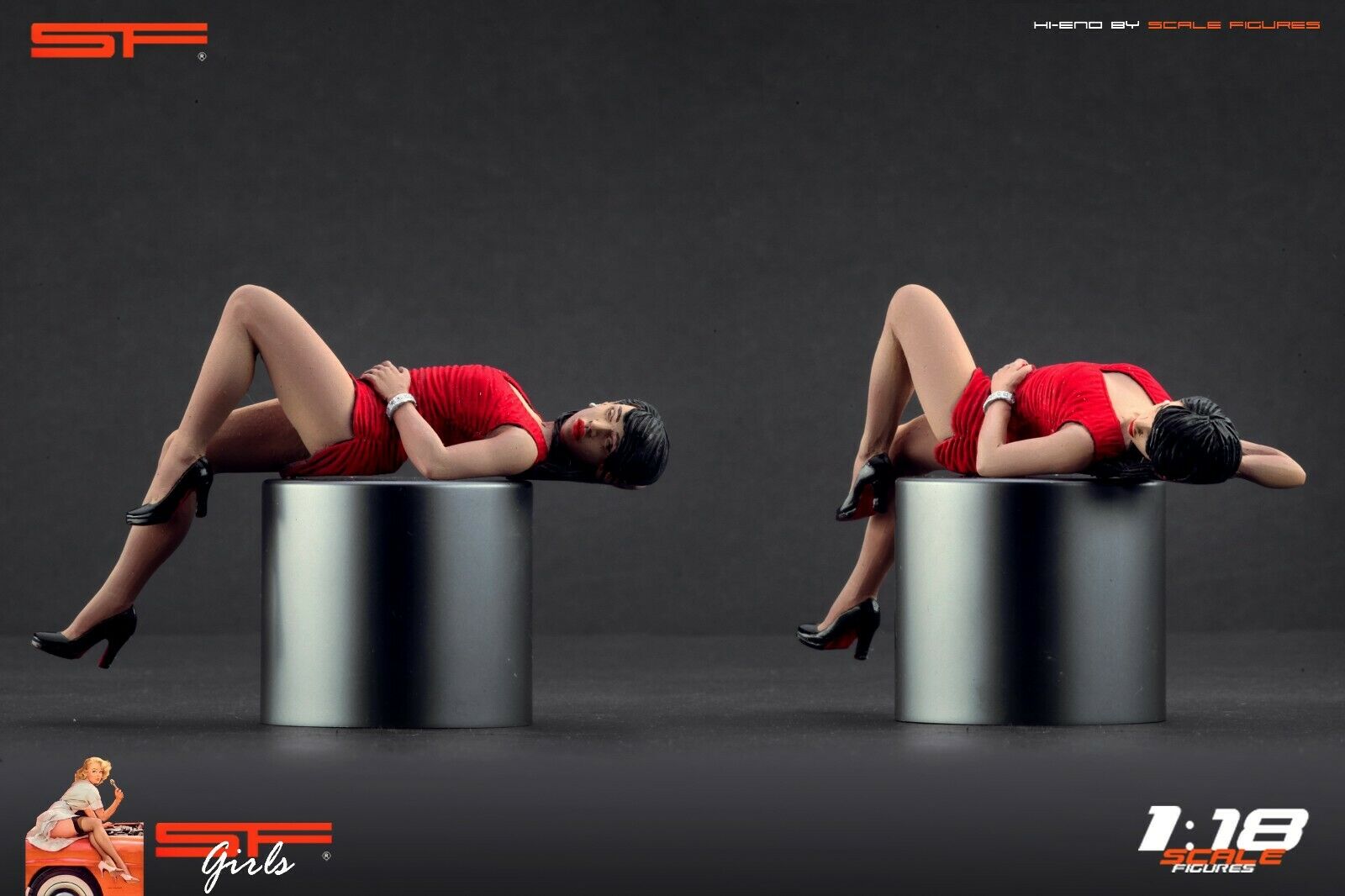 1/18 Lying Girl Red Dress von SF Scale Figures - Handarbeit -