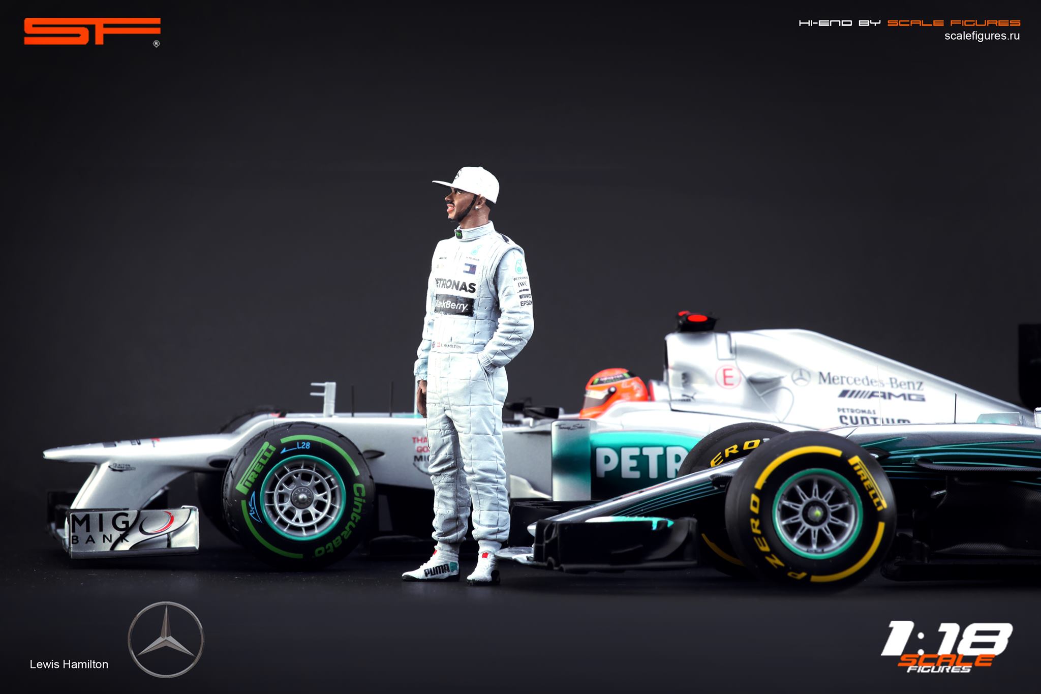 1/18 Lewis Hamilton von SF Scale Figures - Handarbeit -