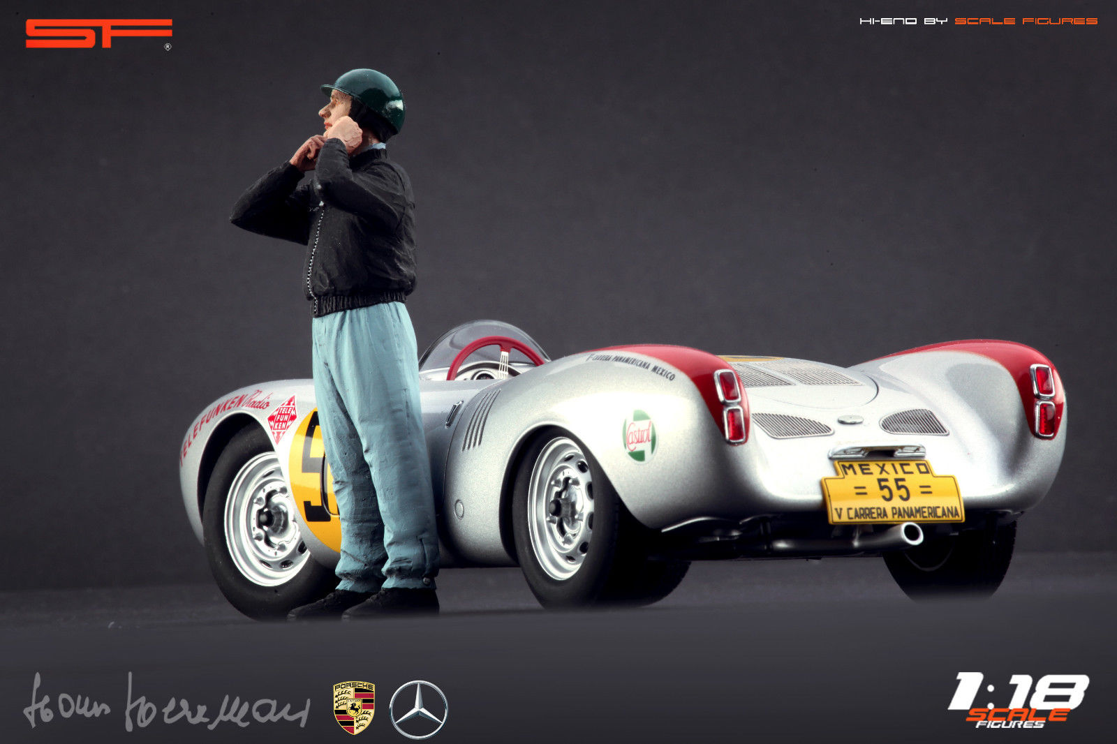 1/18 Rennfahrerfigur HANS HERRMANN von SF Scale Figures - Handarbeit - SF118131