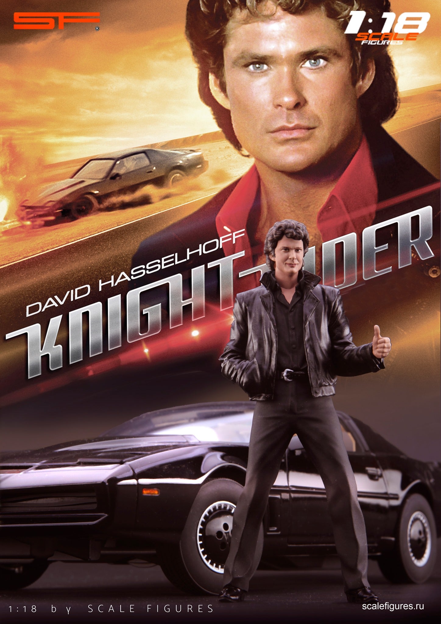 1/43 Knight Rider David Hasselhoff von SF Scale Figures - Handarbeit -