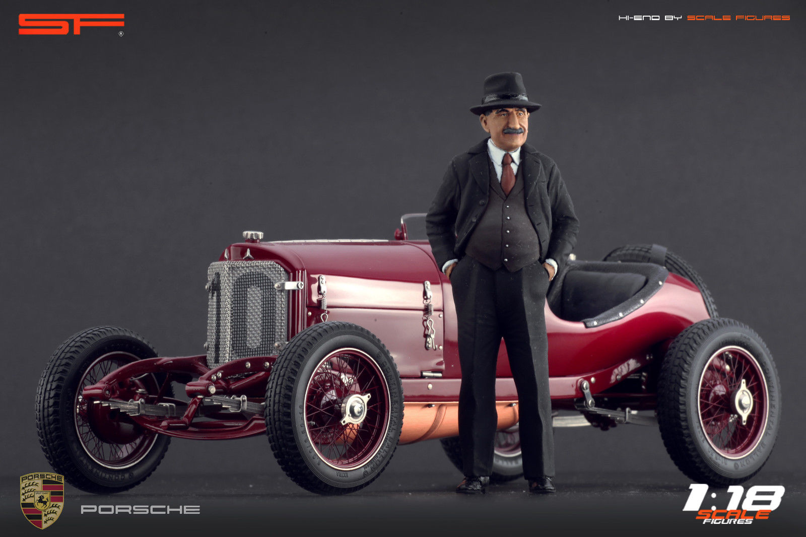 1/18 Konstrukteursfigur FERDINAND PORSCHE mit Hut von SF Scale Figures - Handarbeit -