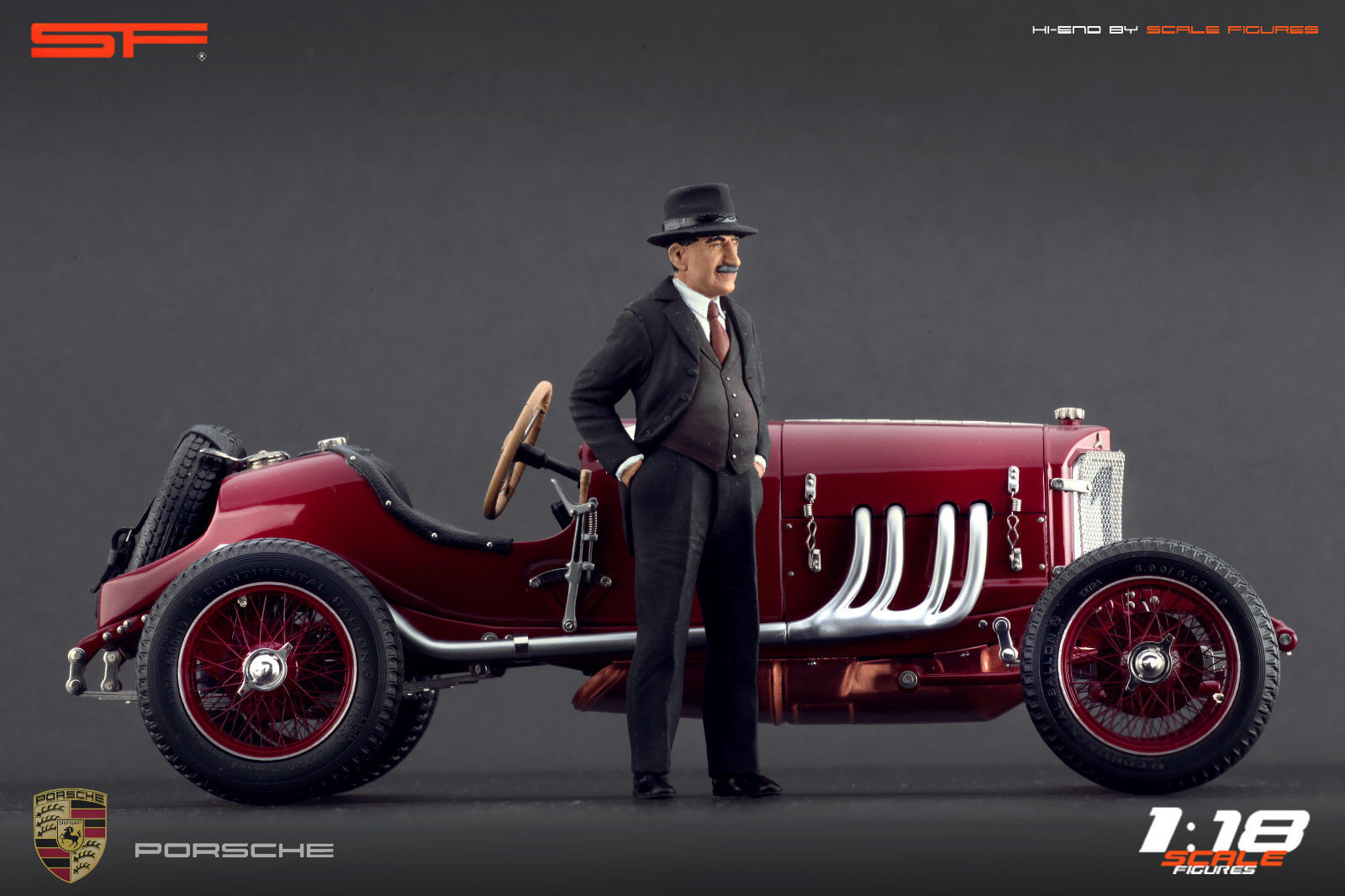 1/18 Konstrukteursfigur FERDINAND PORSCHE mit Hut von SF Scale Figures - Handarbeit -