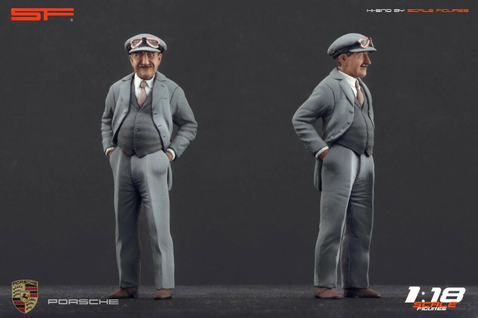 1/18 Konstrukteursfigur FERDINAND PORSCHE (Racing Version) von SF Scale Figures - Handarbeit