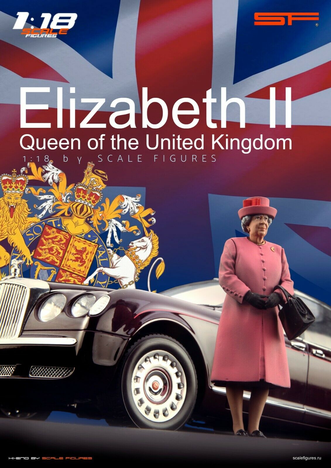 1/18 QUEEN ELISABETH II Pink Dress von SF Scale Figures - Handarbeit -