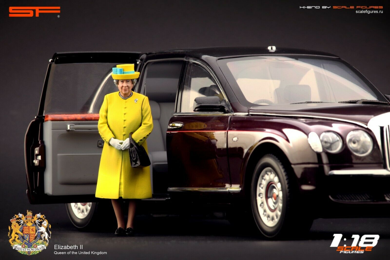 1/18 QUEEN ELISABETH II Yellow Dress von SF Scale Figures - Handarbeit -