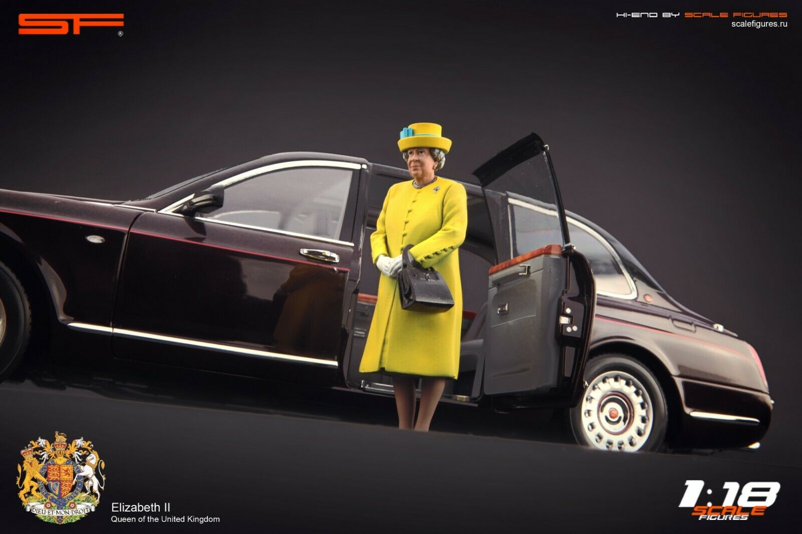1/18 QUEEN ELISABETH II Yellow Dress von SF Scale Figures - Handarbeit -