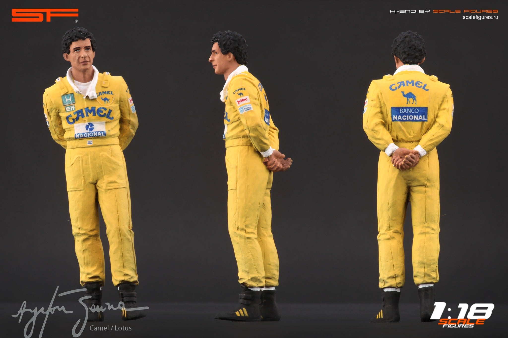 1/18 AYRTON SENNA CAMEL von SF Scale Figures - Handarbeit -