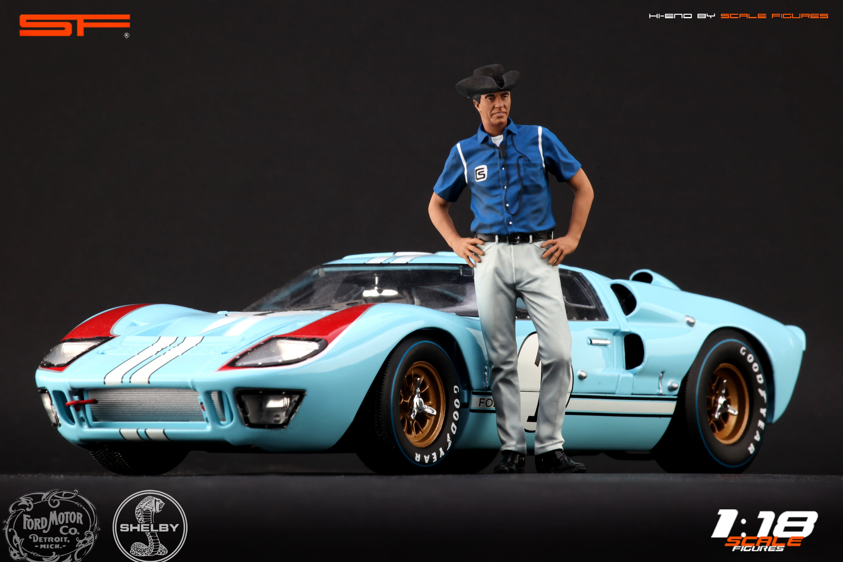 1/18 Caroll SHELBY Le Mans von SF Scale Figures - Handarbeit -