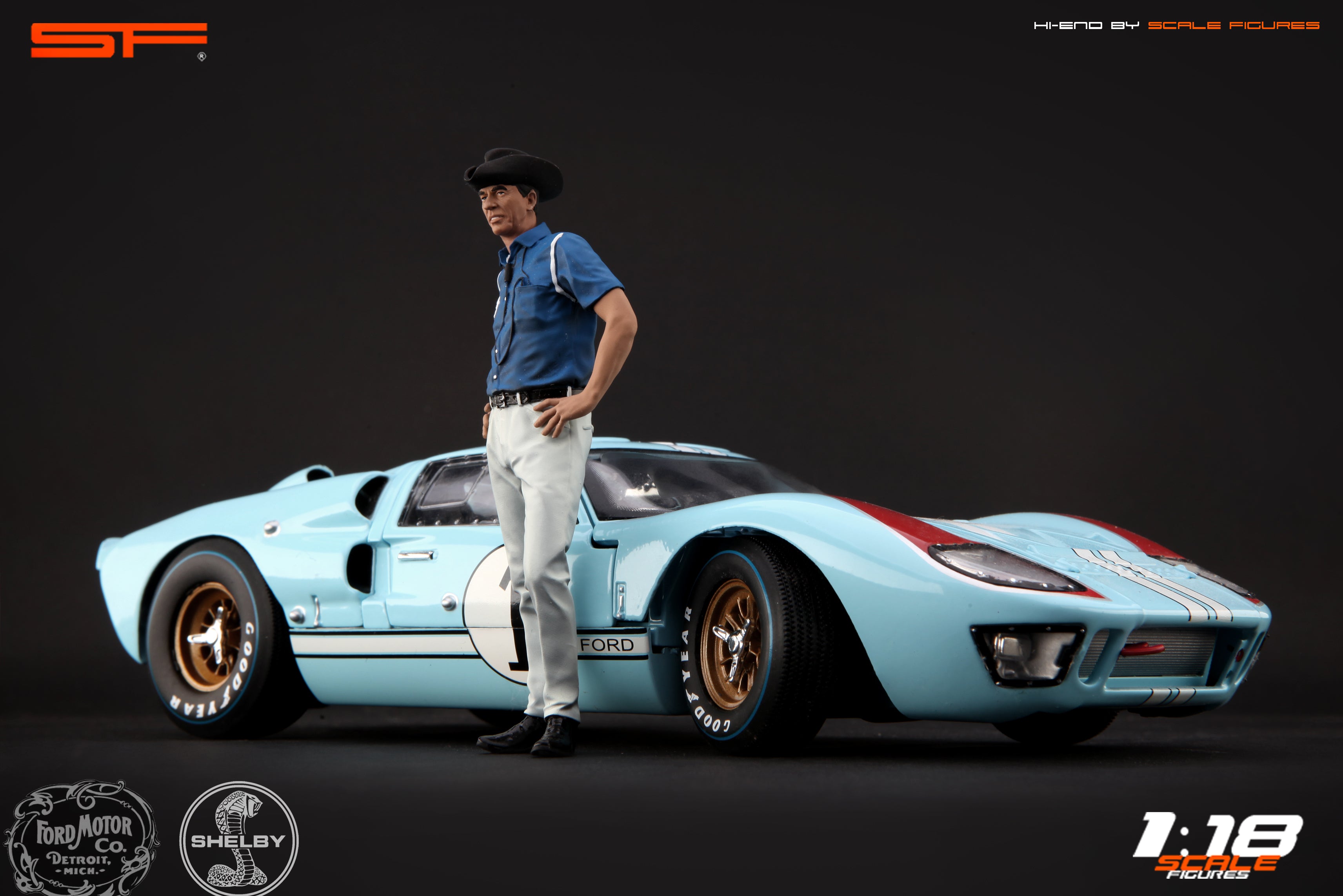 1/18 Caroll SHELBY Le Mans von SF Scale Figures - Handarbeit -
