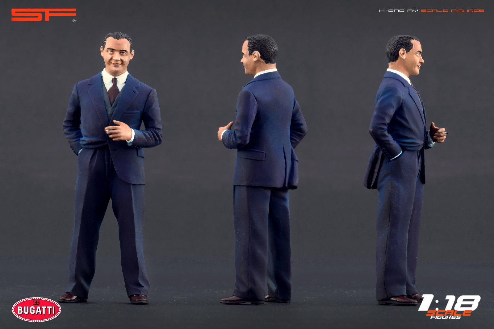 1/18 Konstrukteursfigur JEAN BUGATTI von SF Scale Figures - Handarbeit - SF118085