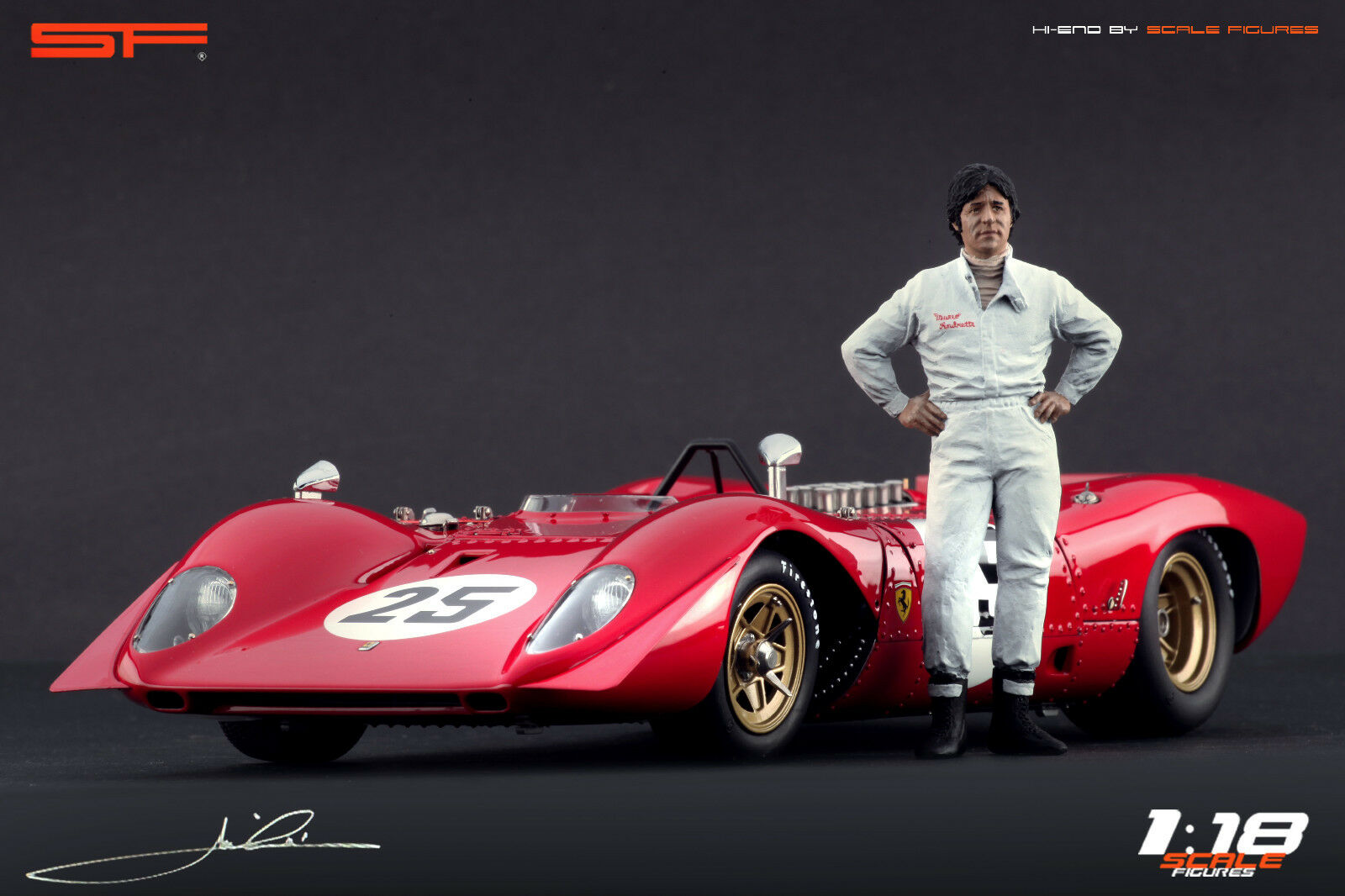 1/18 Rennfahrerfigur Mario Andretti von SF Scale Figures - Handarbeit - SF118095