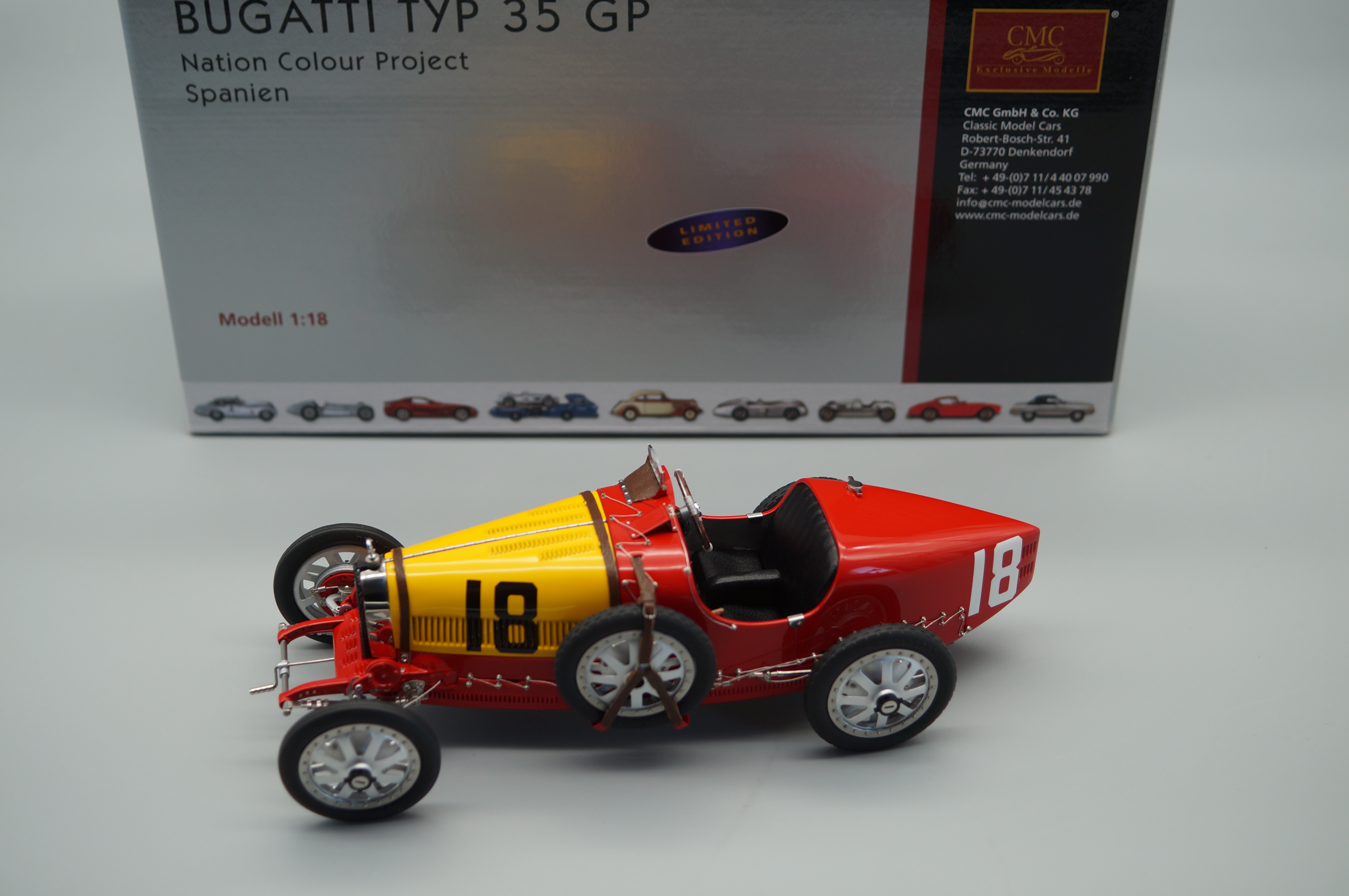 1:18 Bugatti T35 Nation Color Project - Spanien #18 LE 2000 St. CMC M-100 016 -pre-owned-