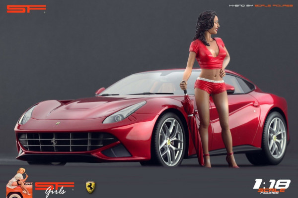 1/18 Ferrari Girl RED DRESS von SF Scale Figures - Handarbeit -